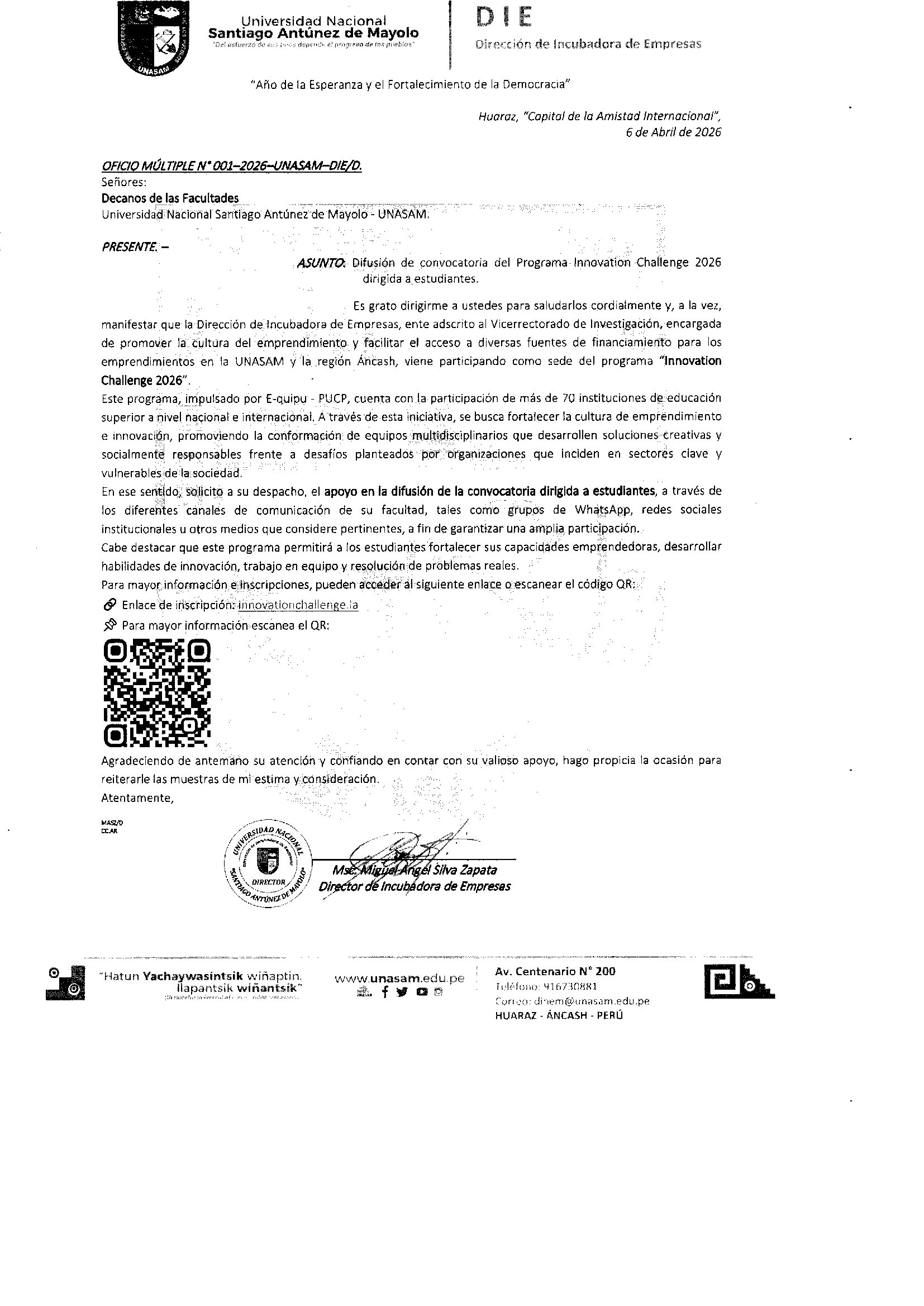  														PROGRAMA INNOVATION CHALLENGE 2026 DIRIGIDO A ESTUDIANTES
														