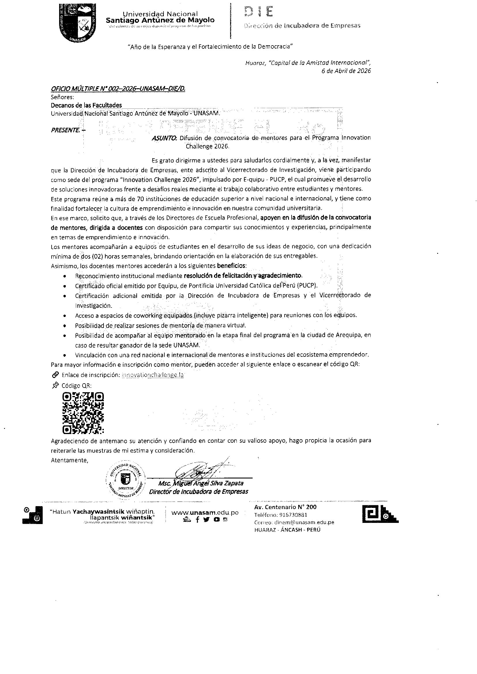  														CONVOCATORIA DE MENTORES PARA EL PROGRAMA INNOVATION CHALLENGE 2026
														