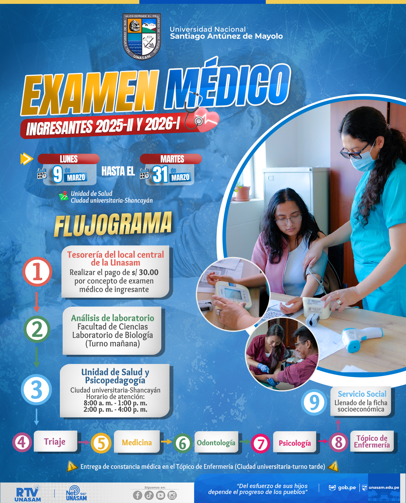  																Examen médico para ingresantes 2025-II y 2026-I
																