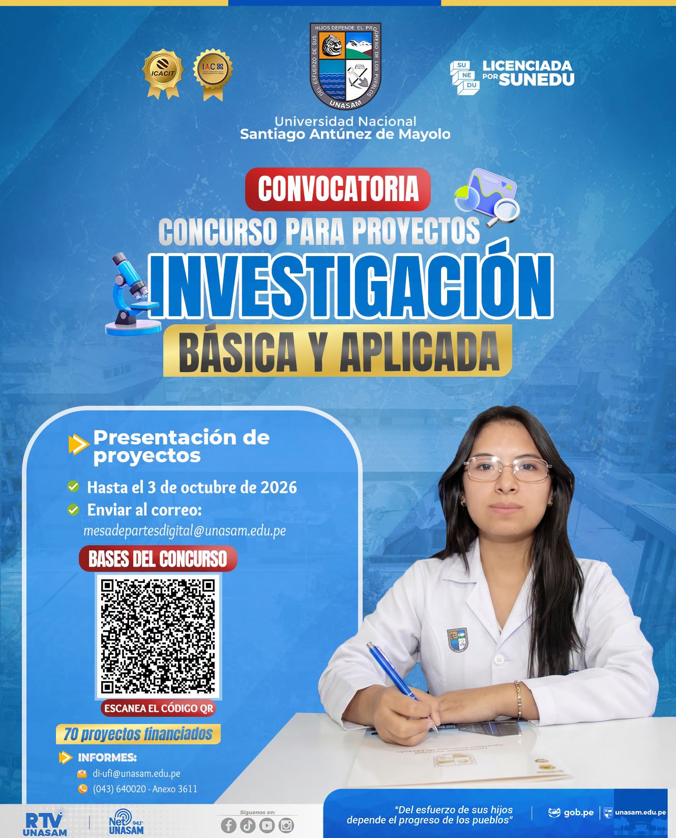  																Convocatoria abierta para el concurso de proyectos de investigación básica o aplicada 2026
																