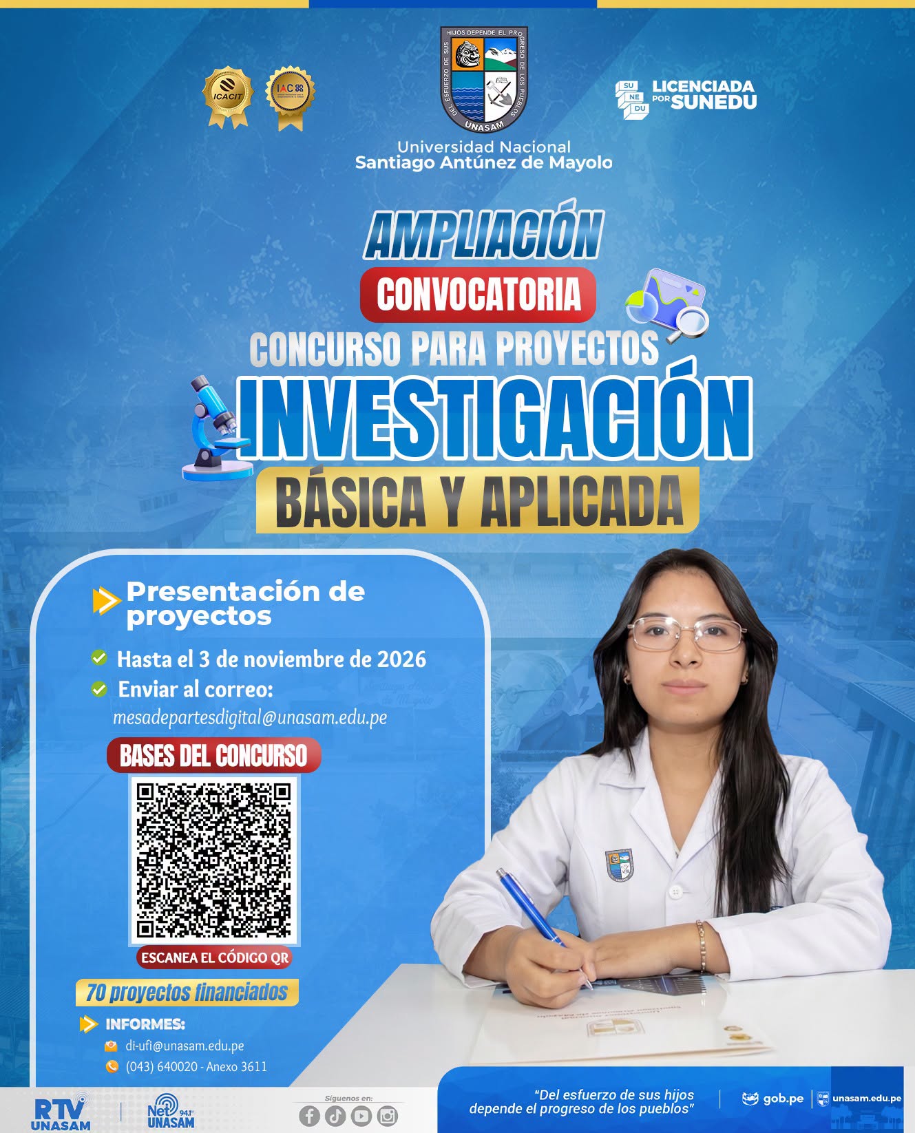  																Convocatoria abierta para el concurso de proyectos de investigación básica o aplicada 2026
																