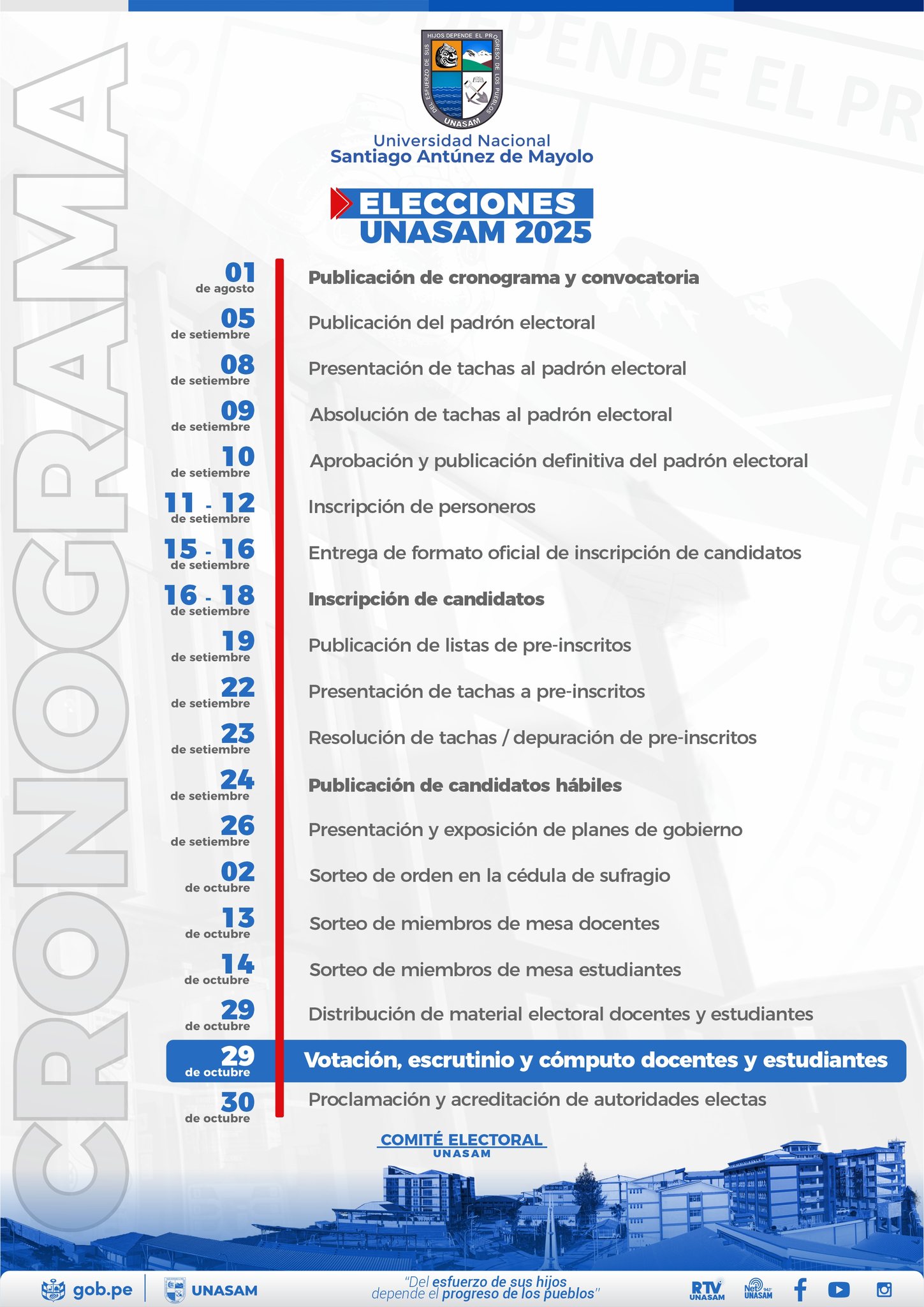  																UNASAM CONVOCA A ELECCIONES PARA ELEGIR NUEVAS AUTORIDADES PERIODO 2026- 2030
																