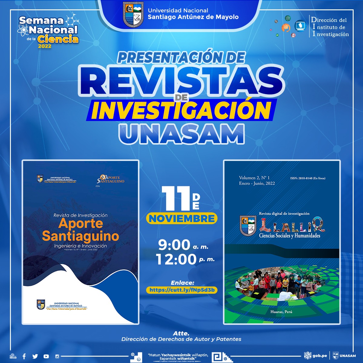  																Presentación de revistas Aporte Santiaguino y Llalliq
																