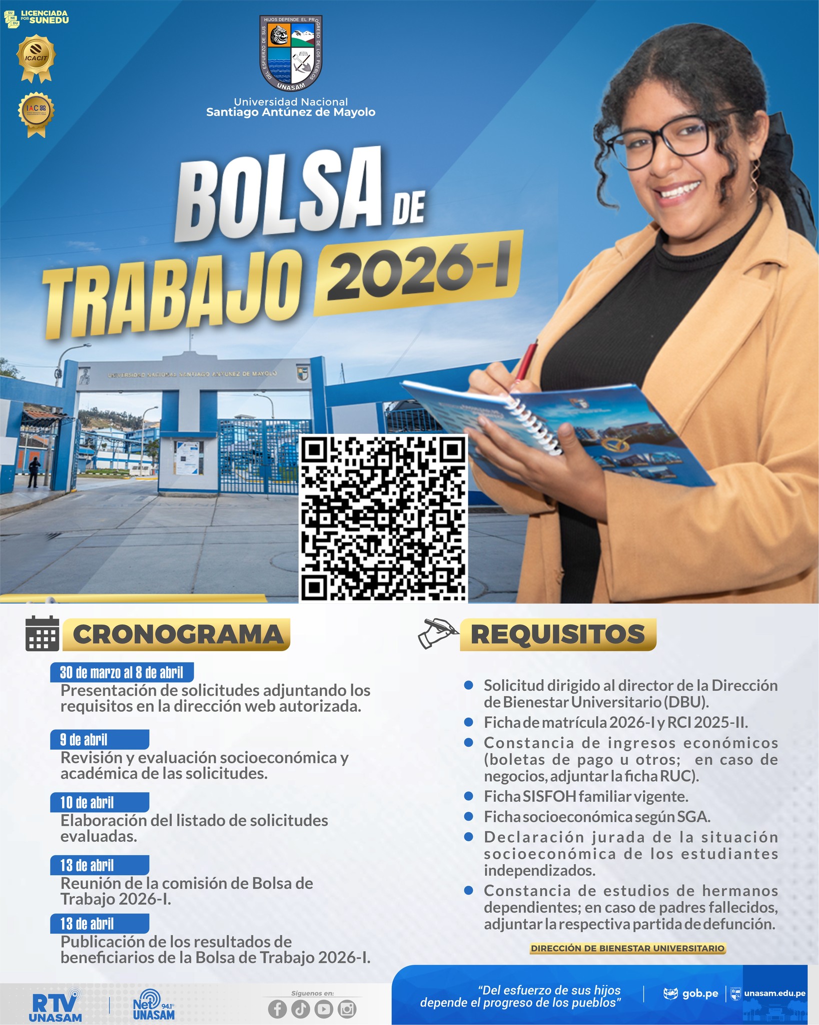 																BOLSA DE TRABAJO DE ESTUDIANTES SANTIAGUINOS 2026-I
																