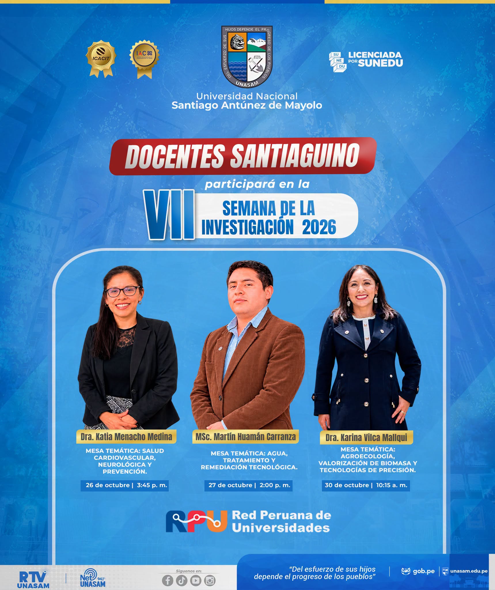  																Docentes investigadores de la Unasam participarán en la VII semana de la investigación 2026
																