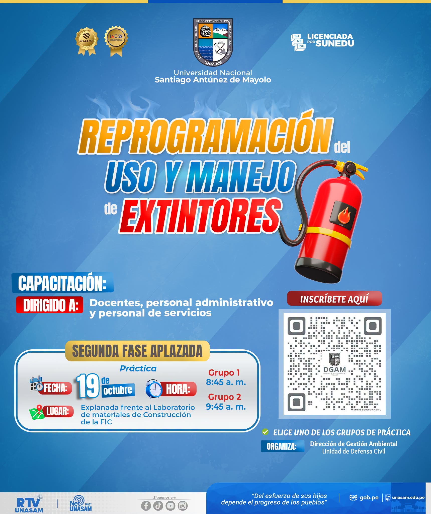  																Reprogramación de la capacitación en uso y manejo de extintores 
																