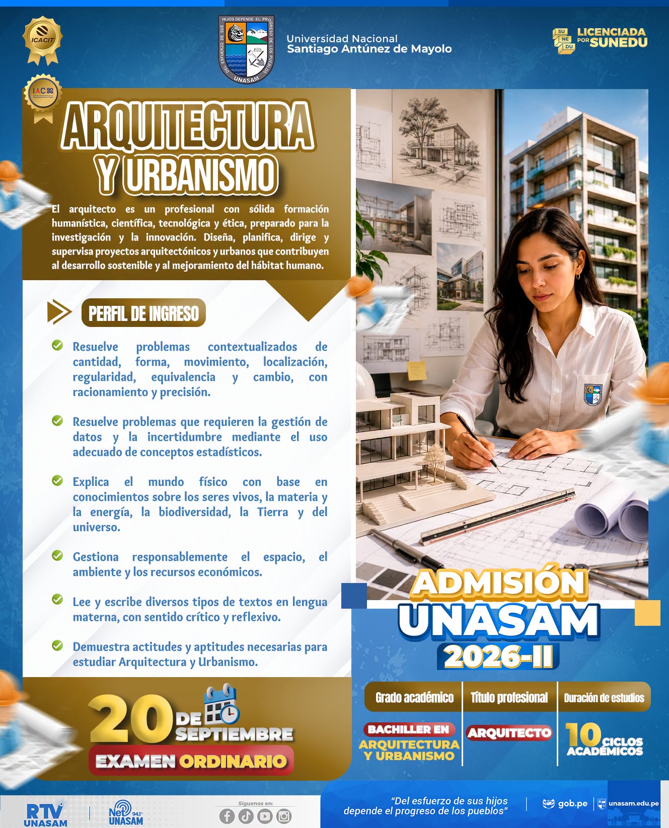  																Estudia Arquitectura y Urbanismo en la Unasam
																