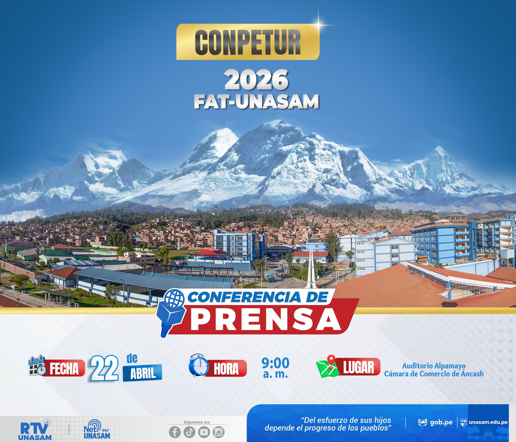  																CONFERENCIA DE PRENSA- CONPETUR 2026 FAT-UNASAM
																