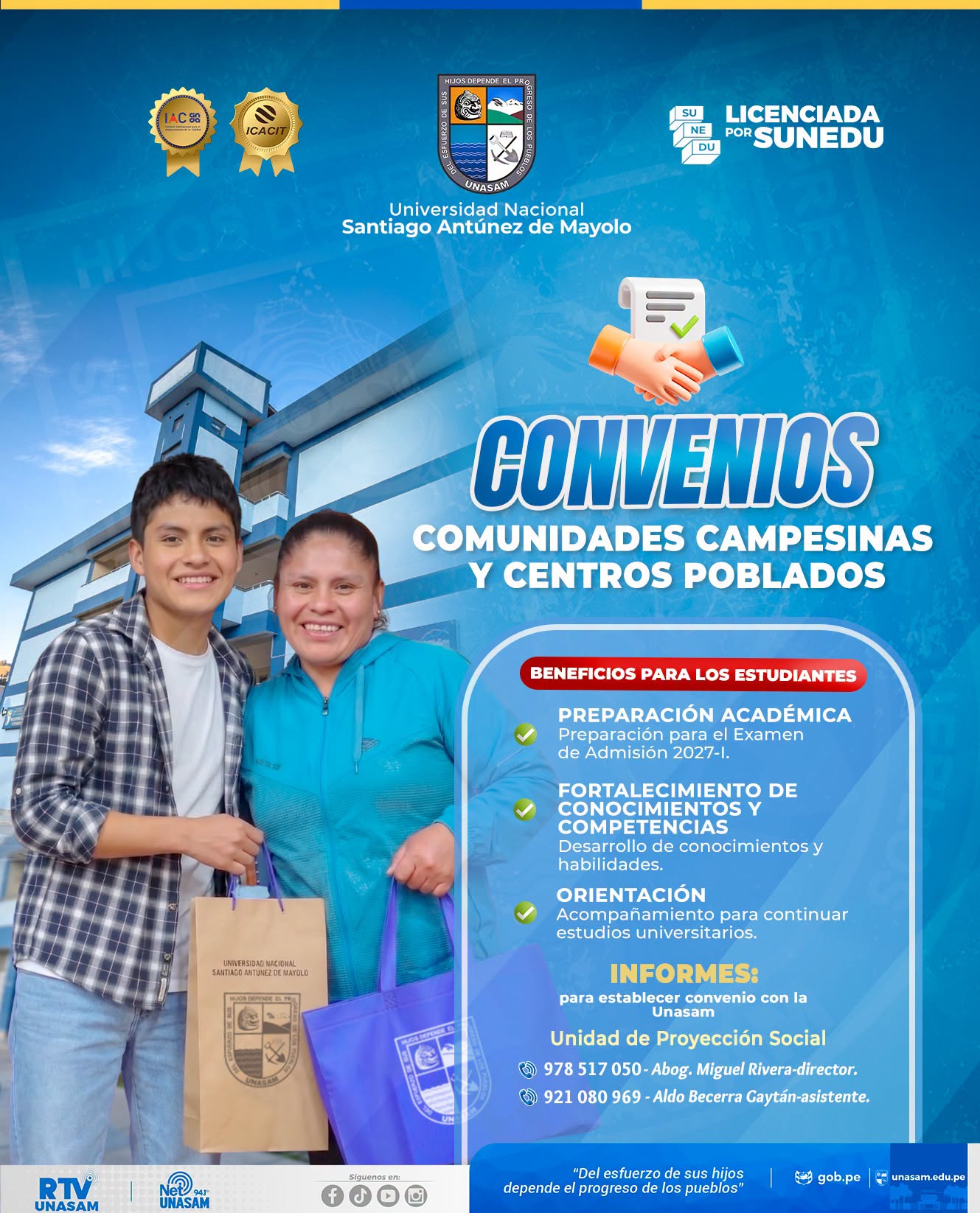  																Unasam promueve convenios con comunidades campesinas y centros poblados
																