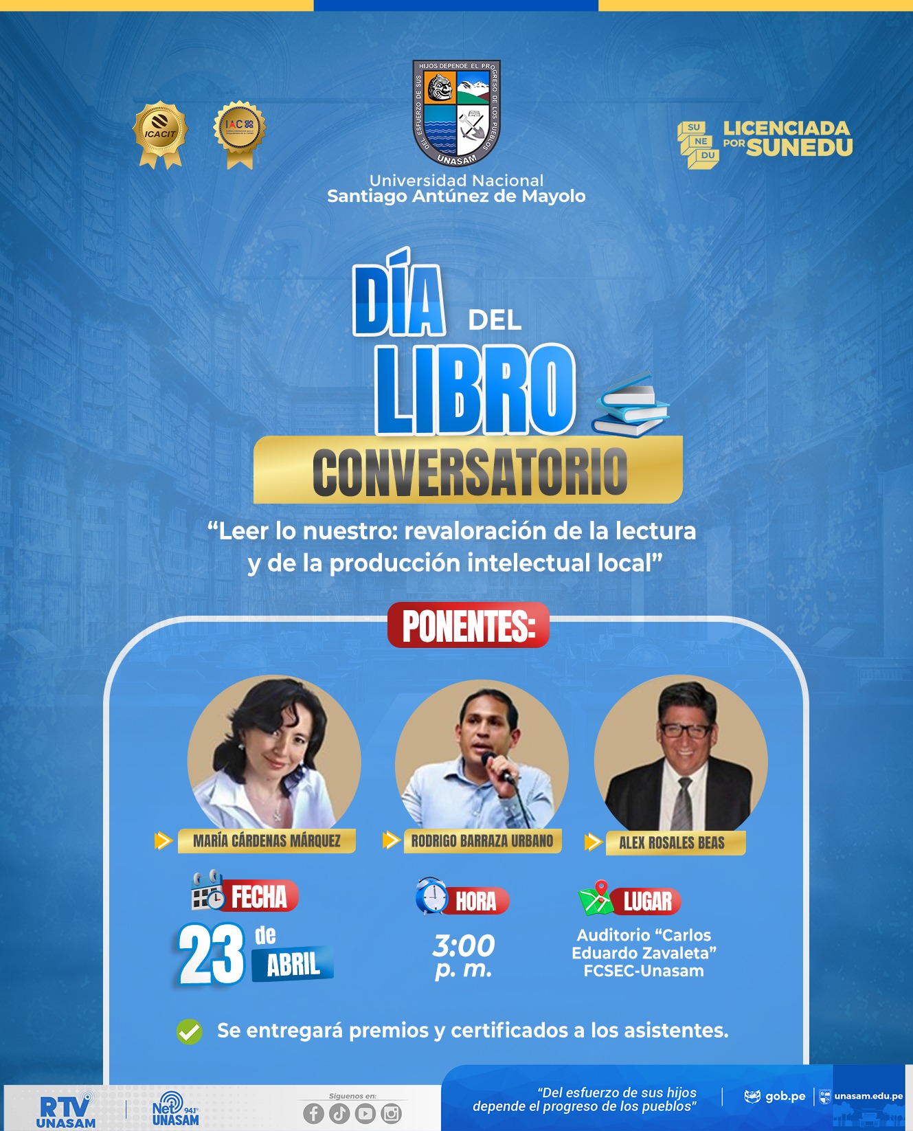  																CONVERSATORIO POR EL DÍA DEL LIBRO
																