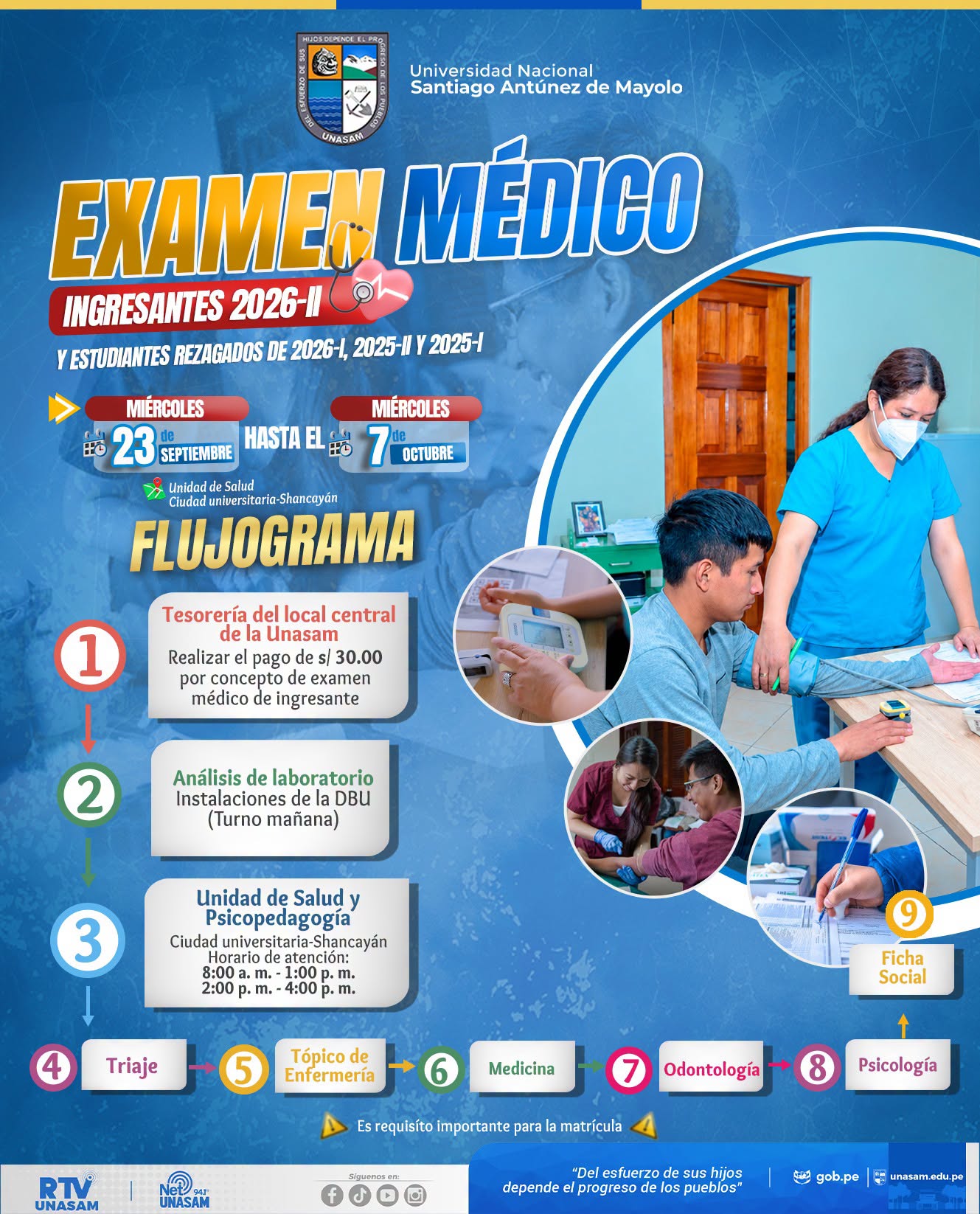  																Unasam inicia examen médico para ingresantes 2026-II
																