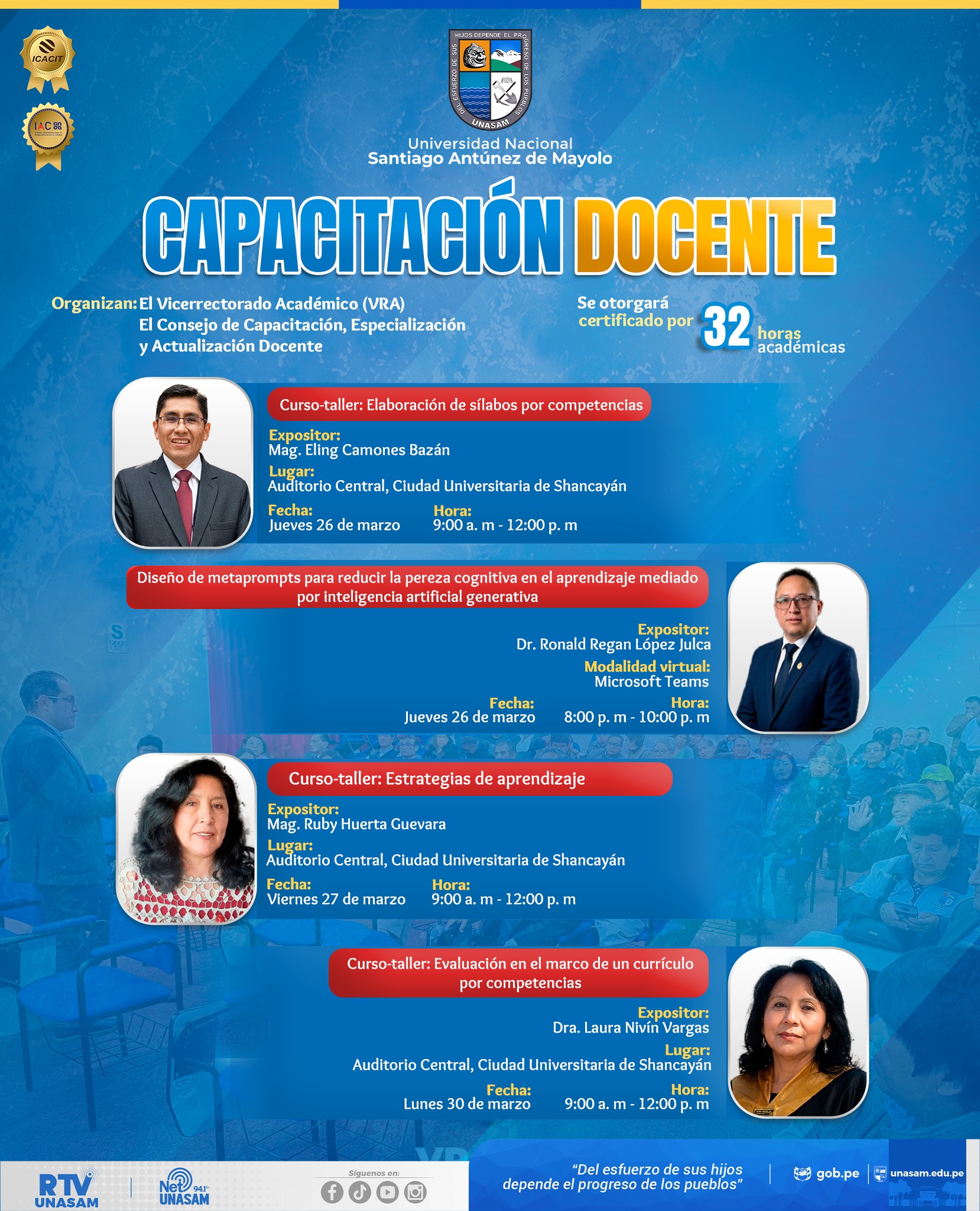  																CAPACITACIÓN DOCENTE PARA EL SEMESTRE ACADÉMICO 2026-I
																