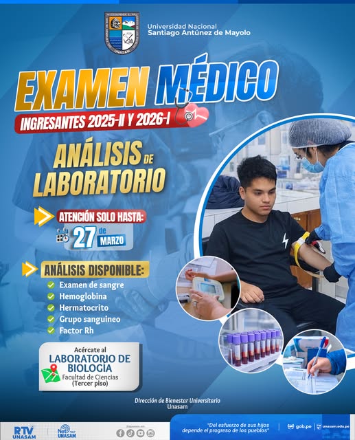  																ANÁLISIS DE LABORATORIO PARA INGRESANTES 2025-II Y 2026-I
																