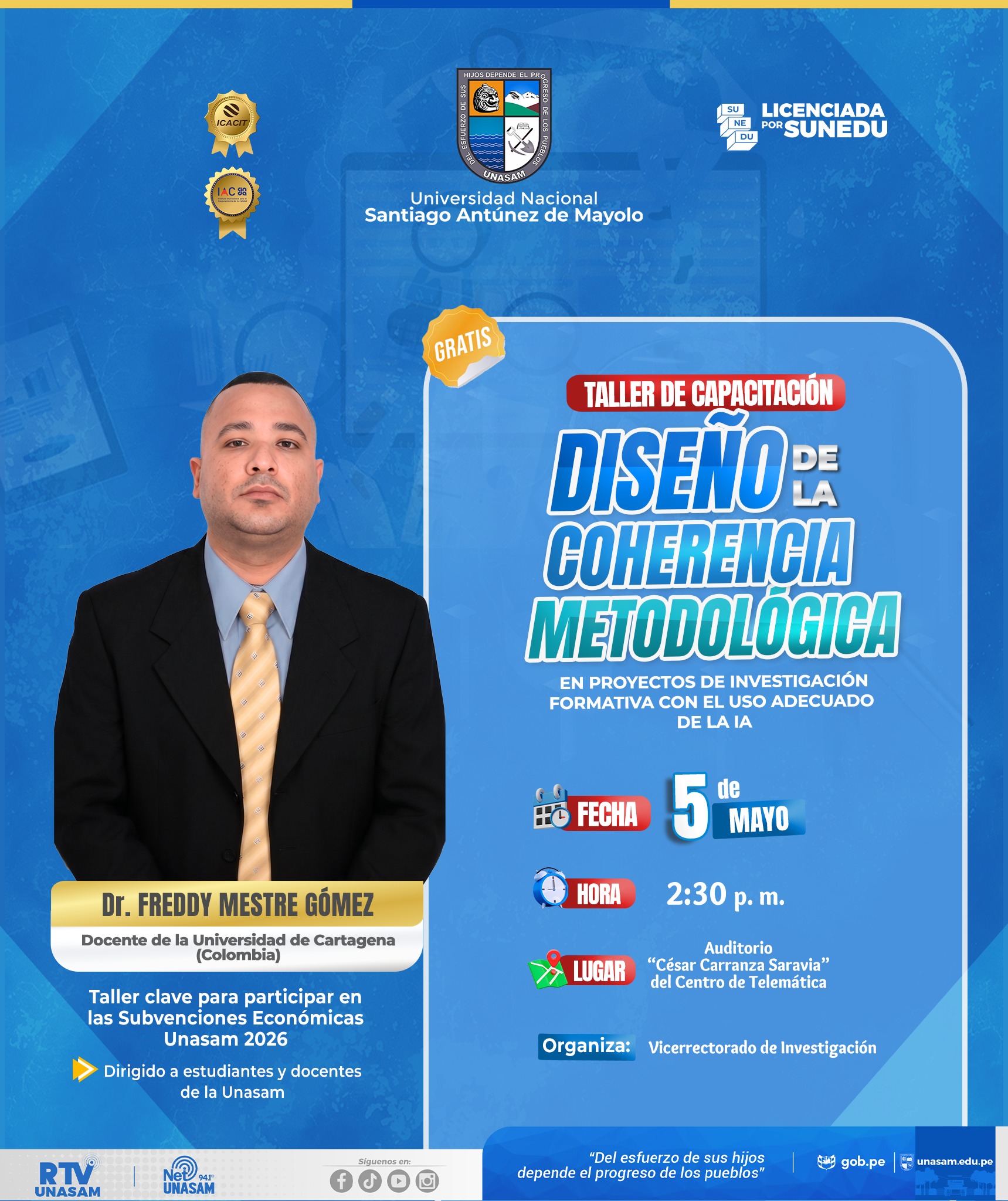  																TALLER DE CAPACITACIÓN EN INVESTIGACIÓN FORMATIVA CON IA
																