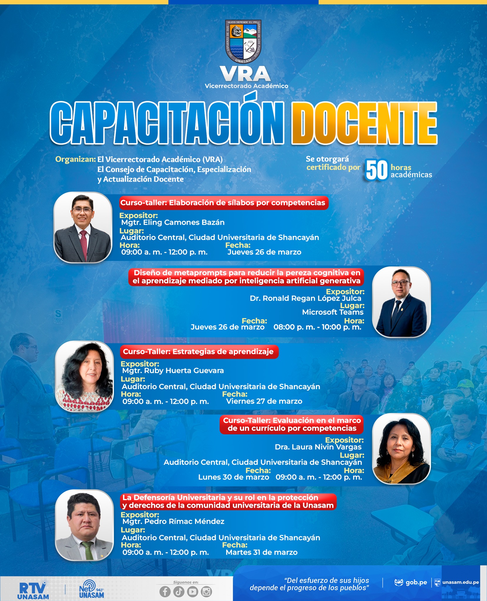  																Continua la capacitación docente para el semestre académico 2026-I
																