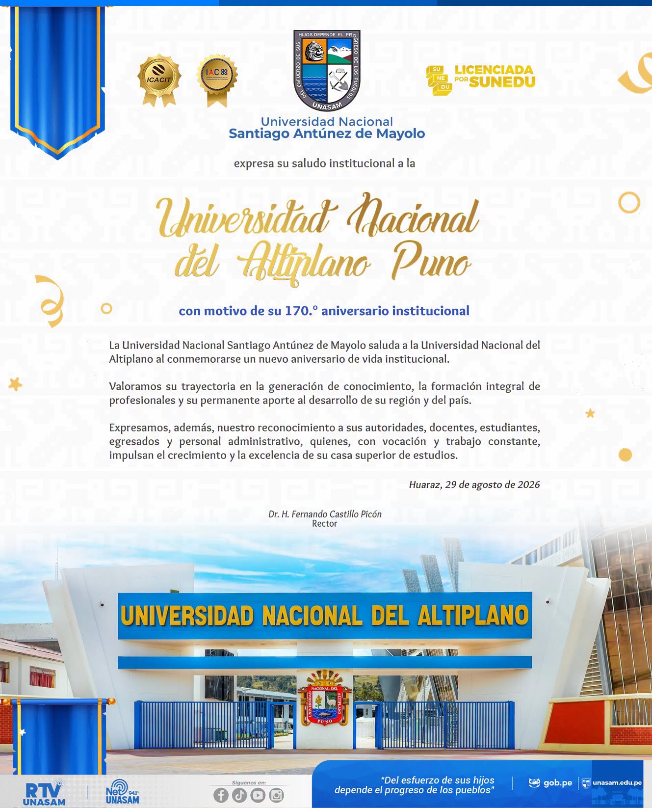  														¡Feliz 170.° aniversario institucional, Universidad Nacional del Altiplano Puno!
														