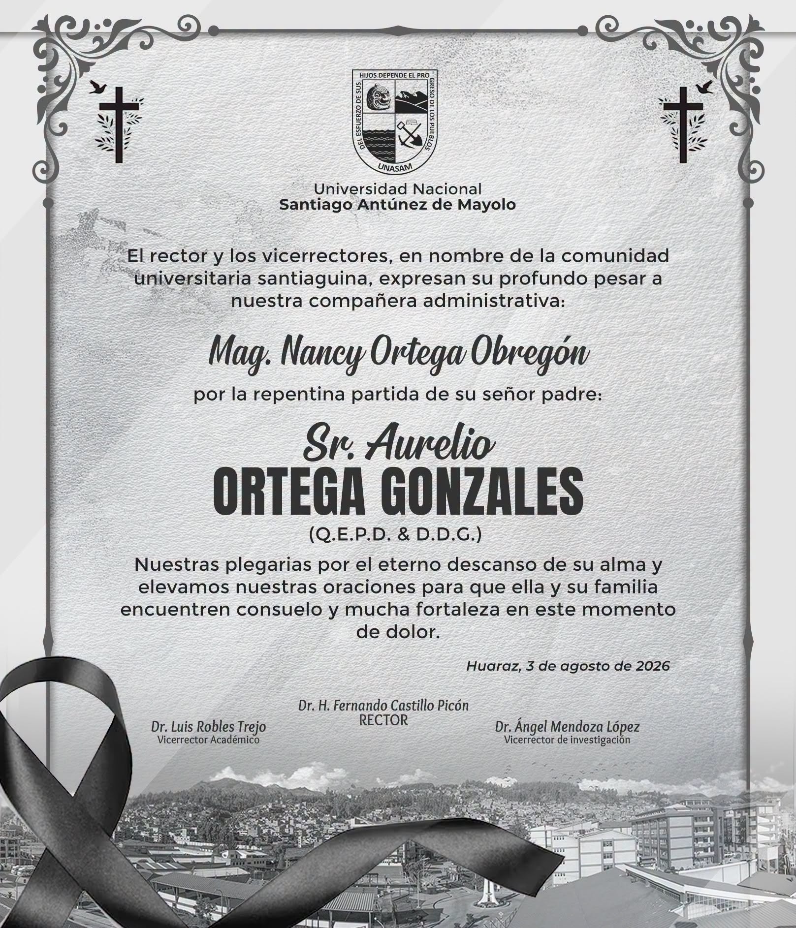  														Condolencias a la  Sra. Nancy Ortega Obregón
														