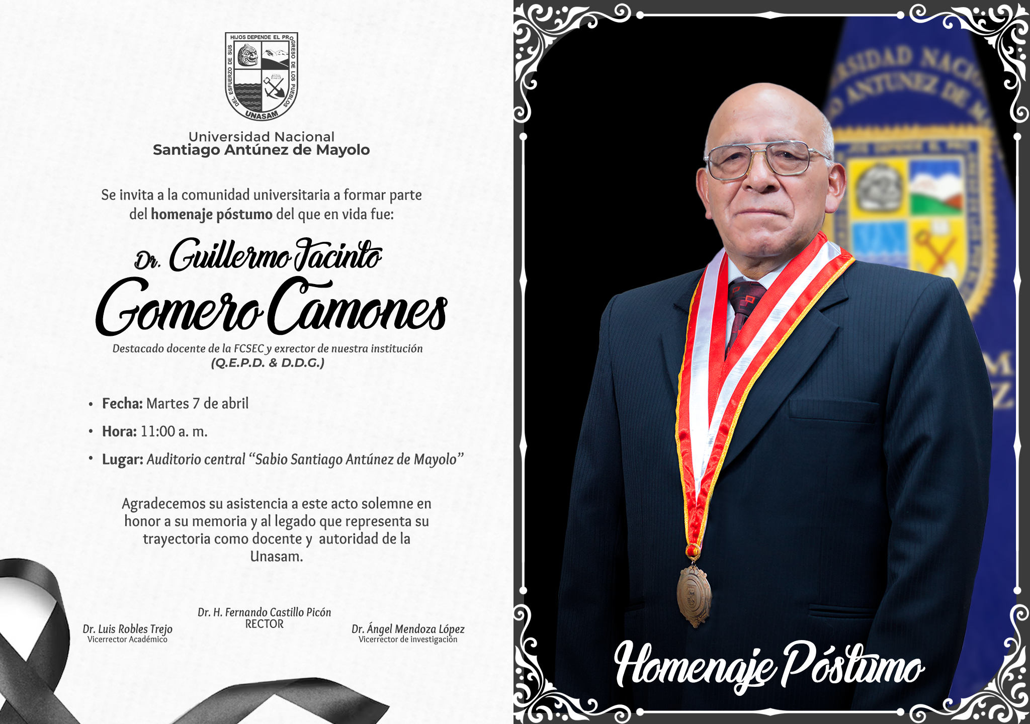  														Homenaje póstumo al Dr. Guillermo Gomero Camones 
														