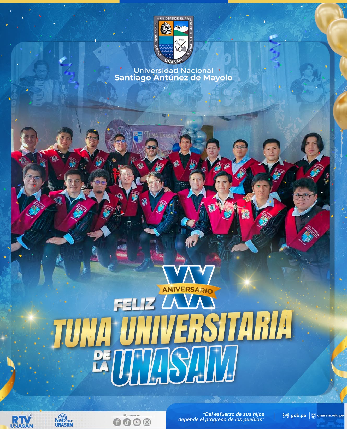  														¡Feliz XX aniversario, Tuna Universitaria de la Unasam!
														