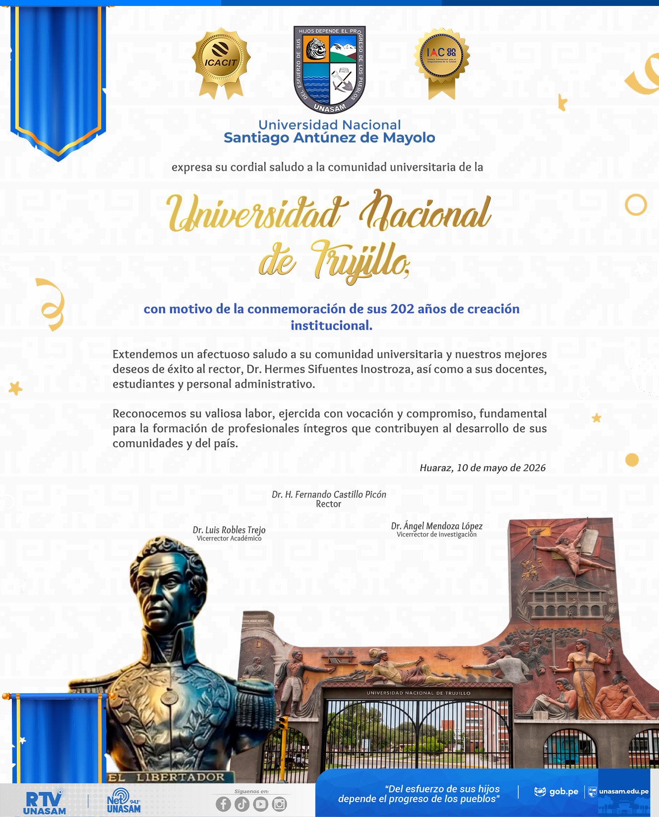  														¡Feliz aniversario, Universidad Nacional de Trujillo!
														