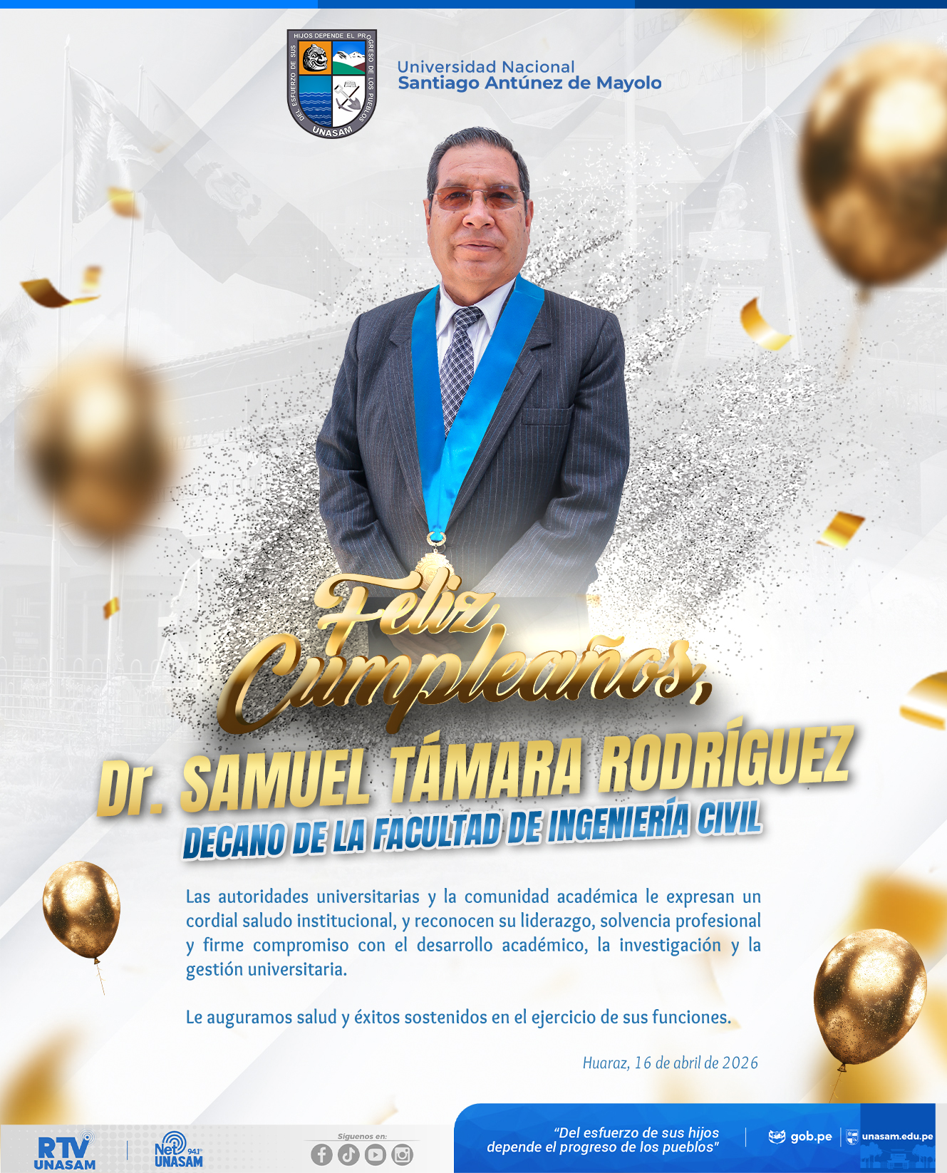  														¡FELIZ CUMPLEAÑOS, DR. SAMUEL TÁMARA RODRÍGUEZ!
														