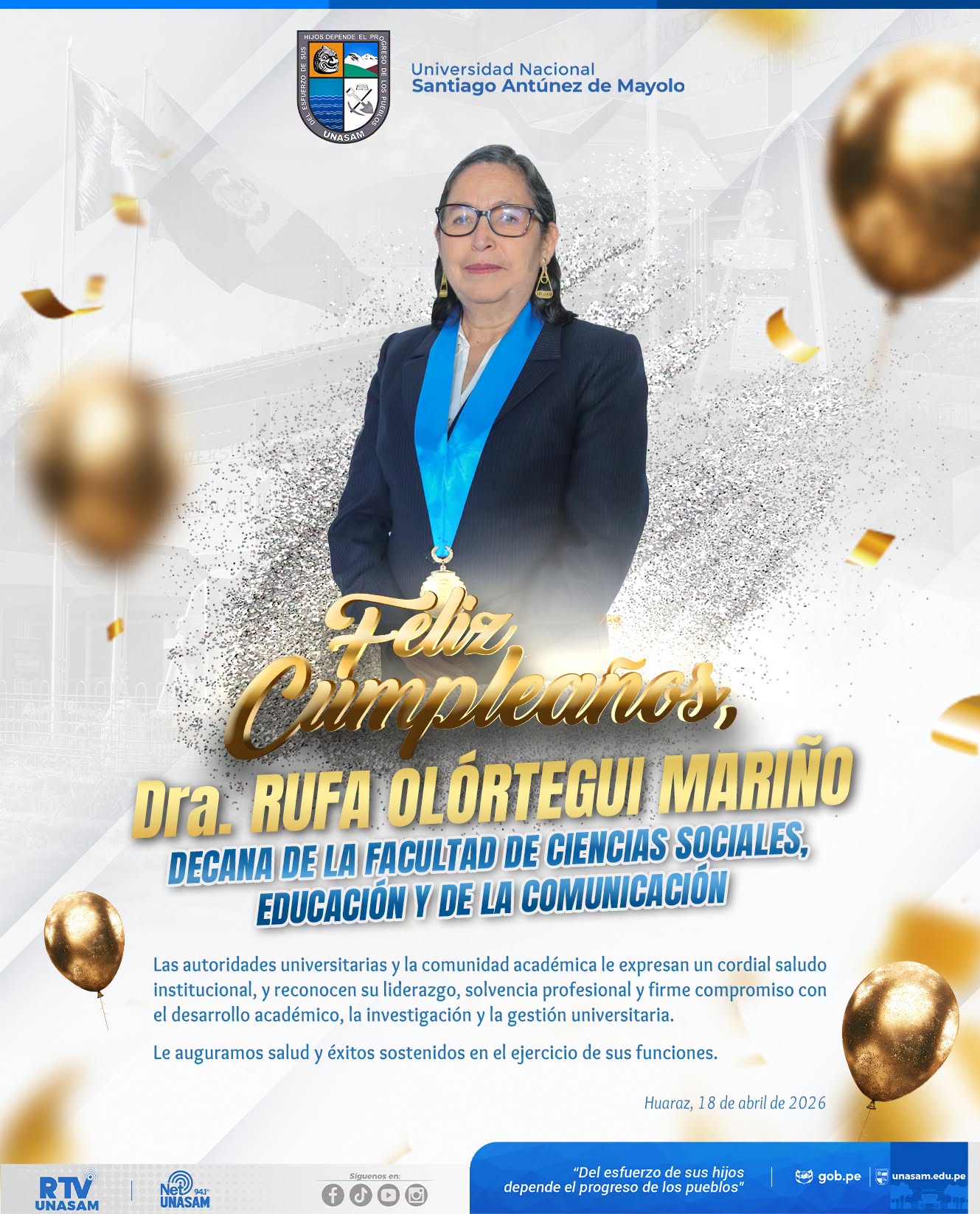  														¡FELIZ CUMPLEAÑOS, DRA. RUFA OLORTEGUI MARIÑO!
														