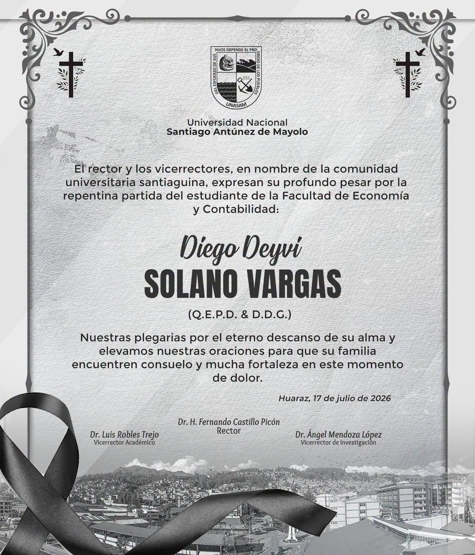  														Condolencias a la familia del estudiante Diego Deyvi Solano Vargas
														