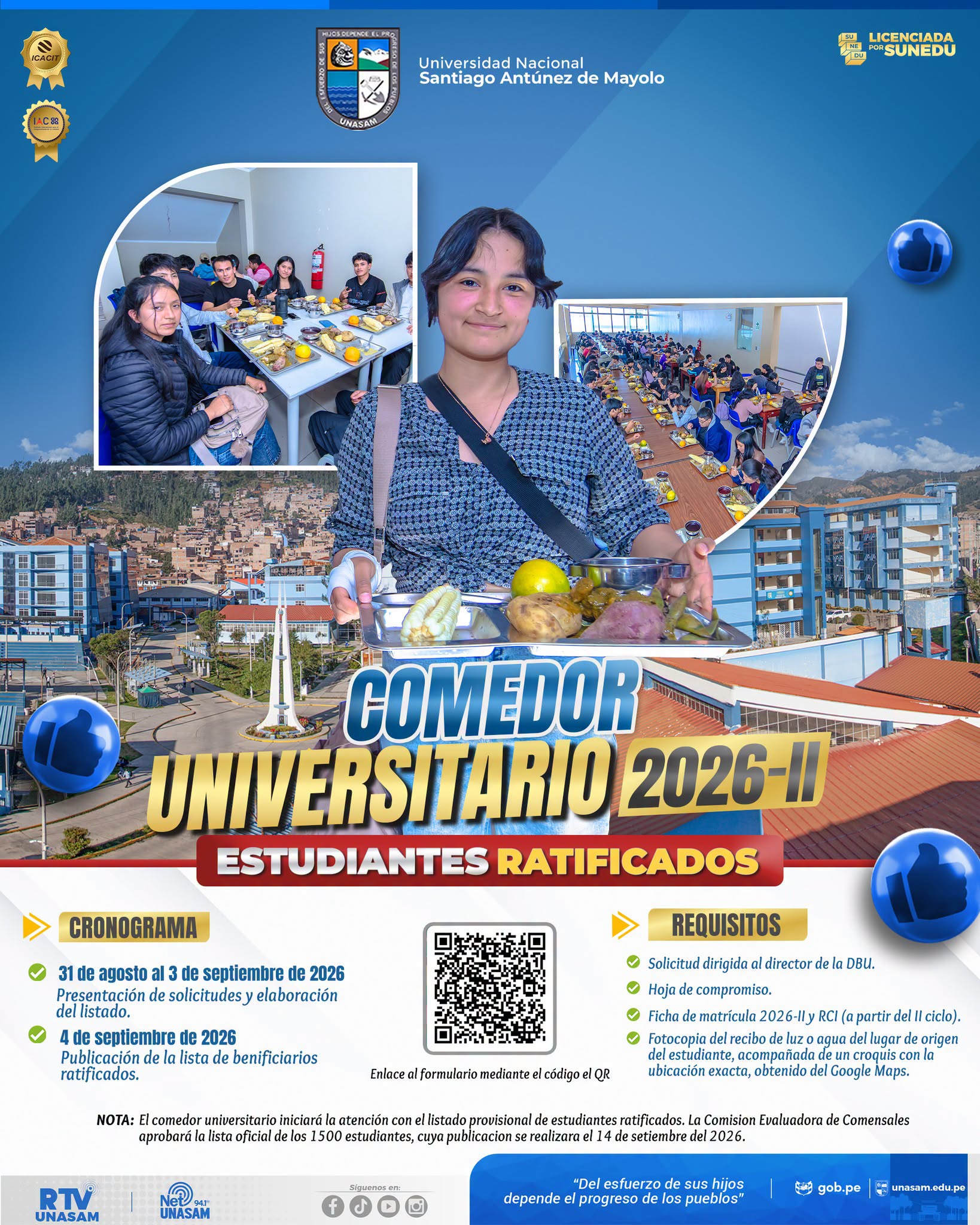  														Comedor universitario 2026-II estudiantes ratificados
														