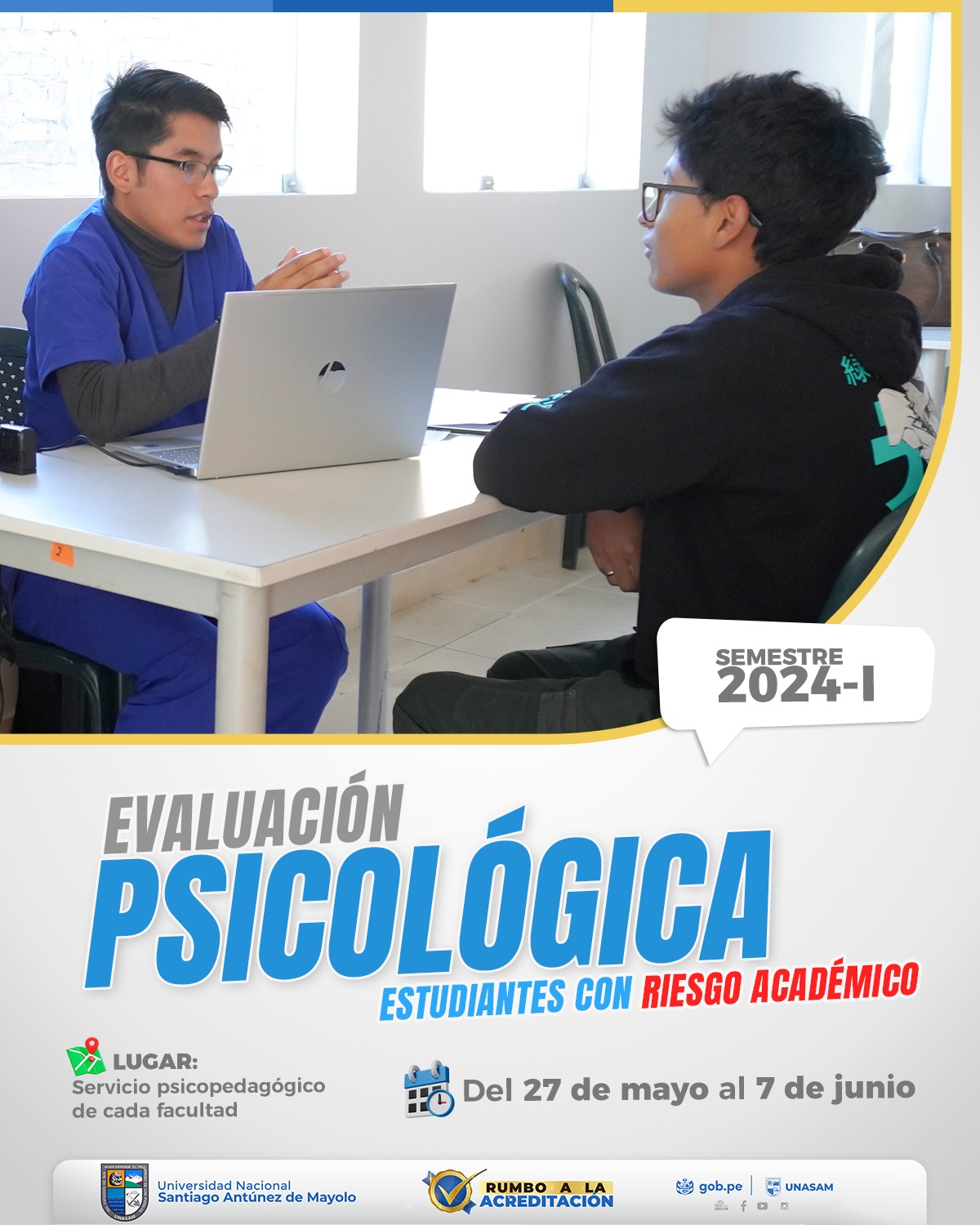  														EVALUACIÓN PSICOLÓGICA A ESTUDIANTES EN RIESGO ACADÉMICO 2024-I
														