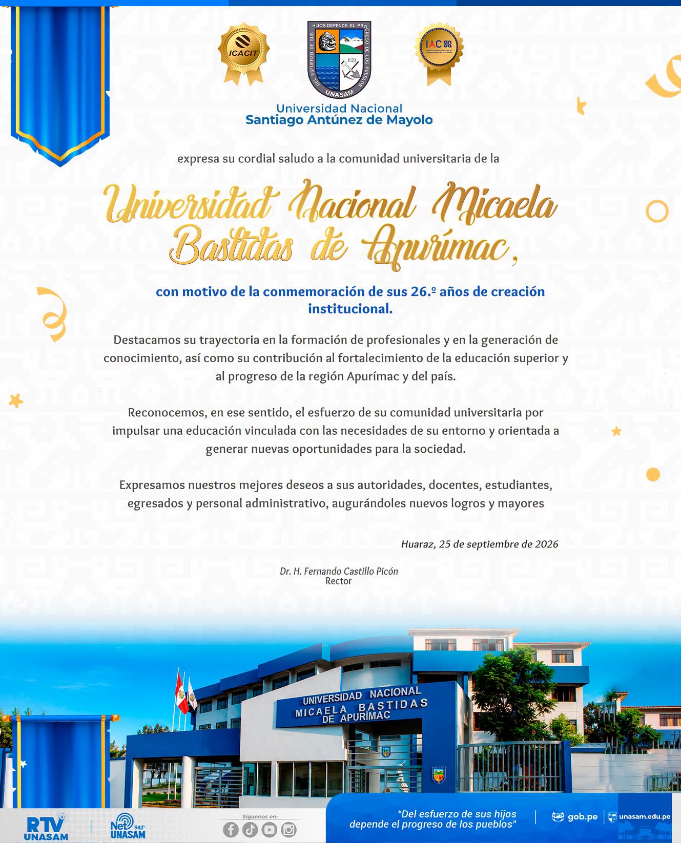  														¡Feliz aniversario institucional, Universidad Nacional Micaela Batidas de Apurímac!
														