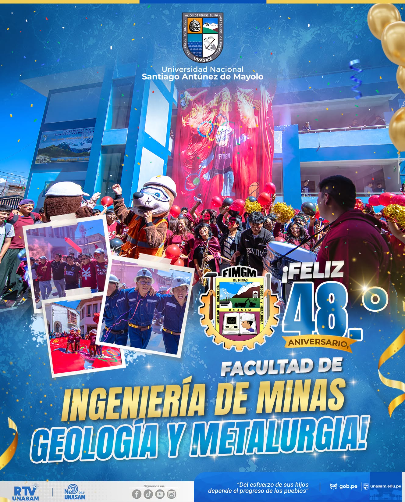  														Feliz XLVIII aniversario Facultad de Ingeniería de Minas, Geología y Metalurgía
														