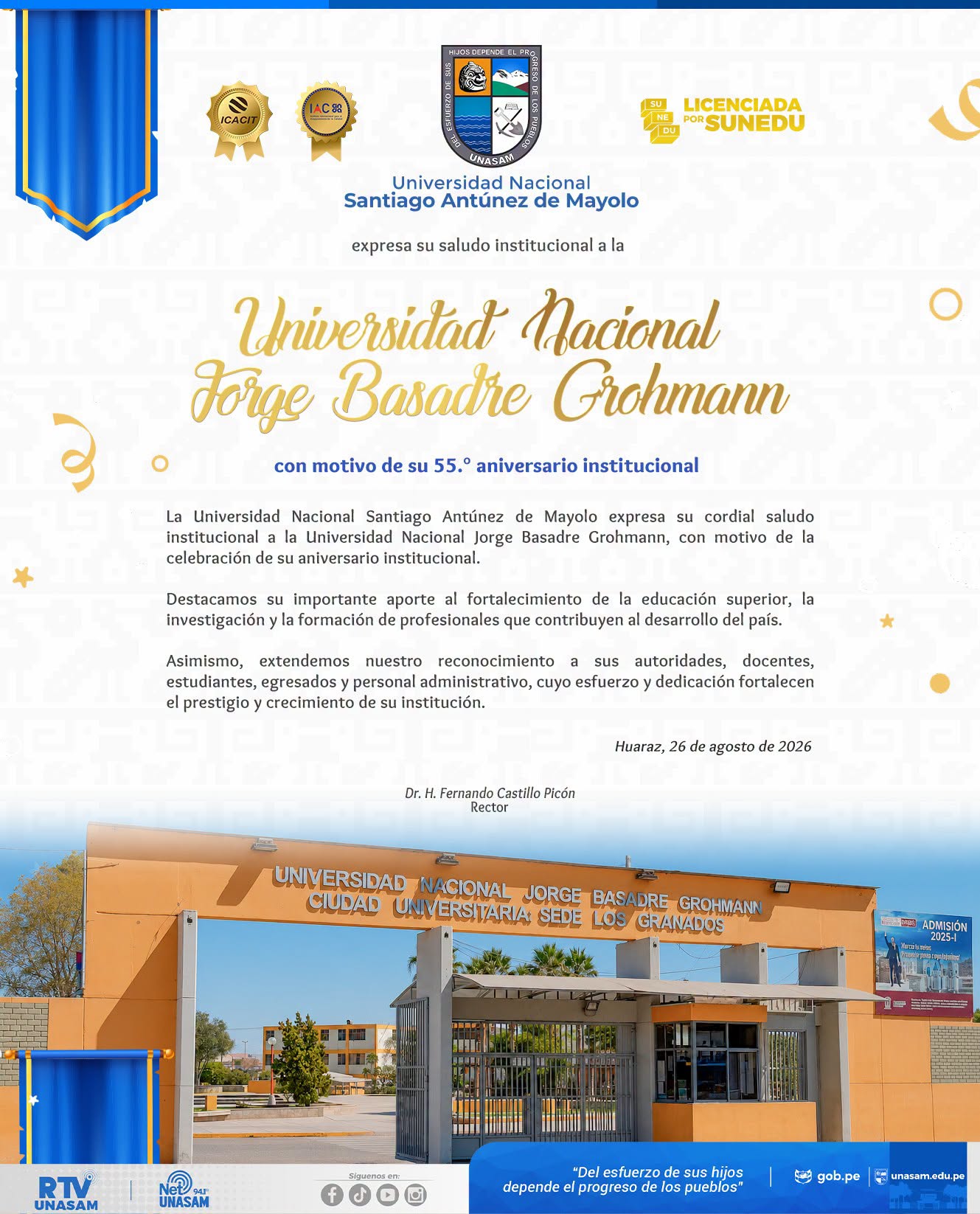  														¡Feliz 55.° aniversario institucional, Universidad Nacional Jorge Basadre Grohmann!
														