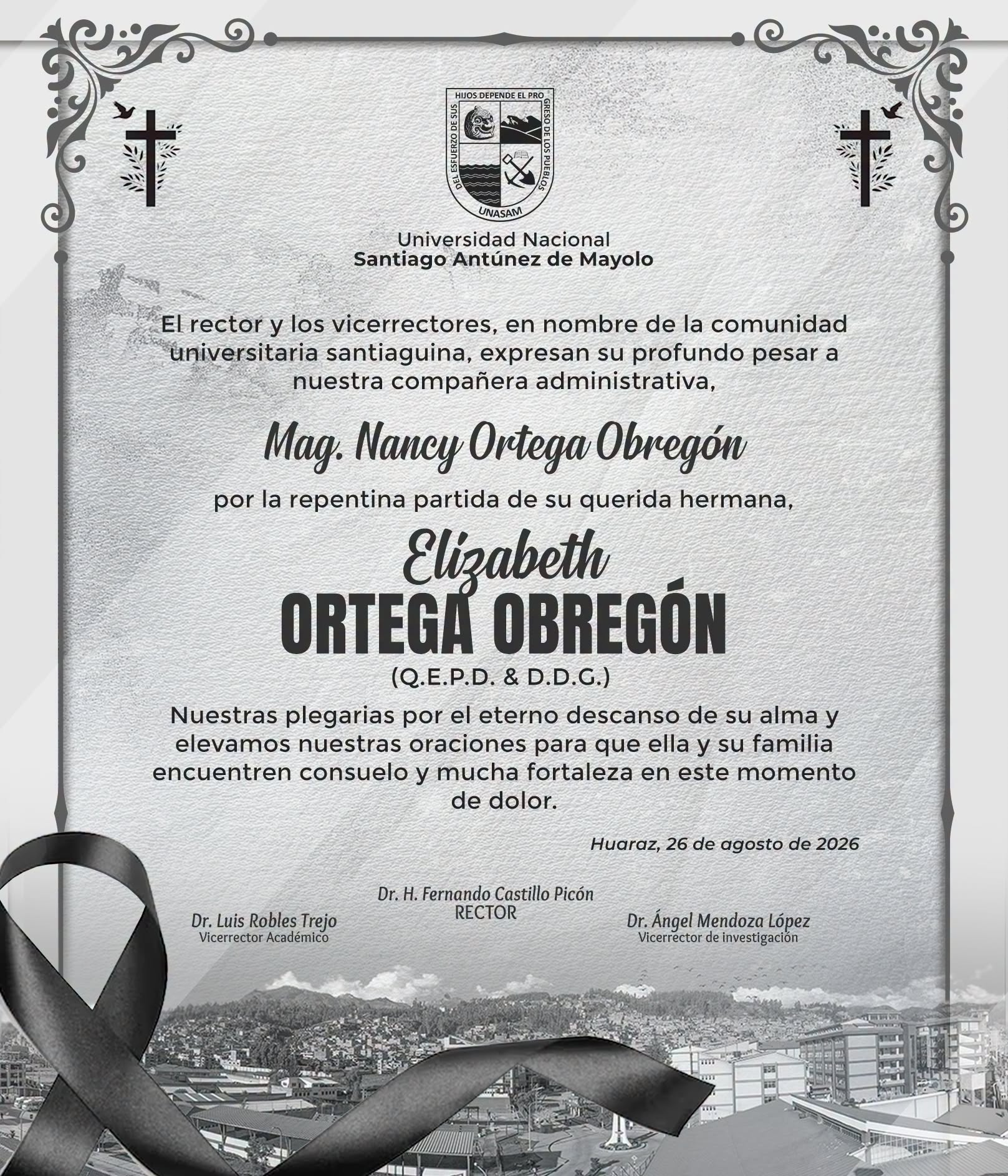  														Condolencias a la  Sra. Nancy Ortega Obregón
														