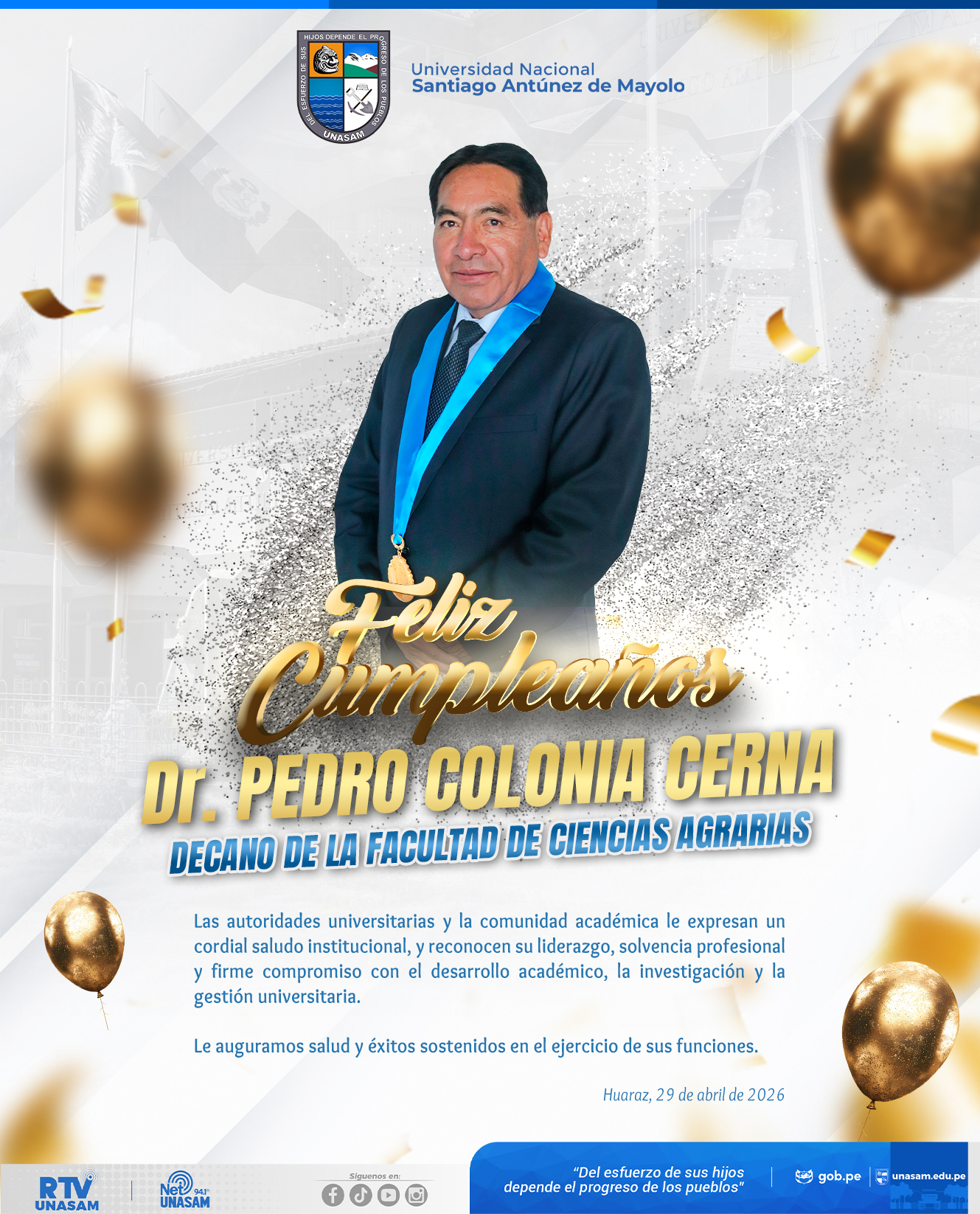  														¡Feliz cumpleaños, Dr. Pedro Colonia Cerna!
														